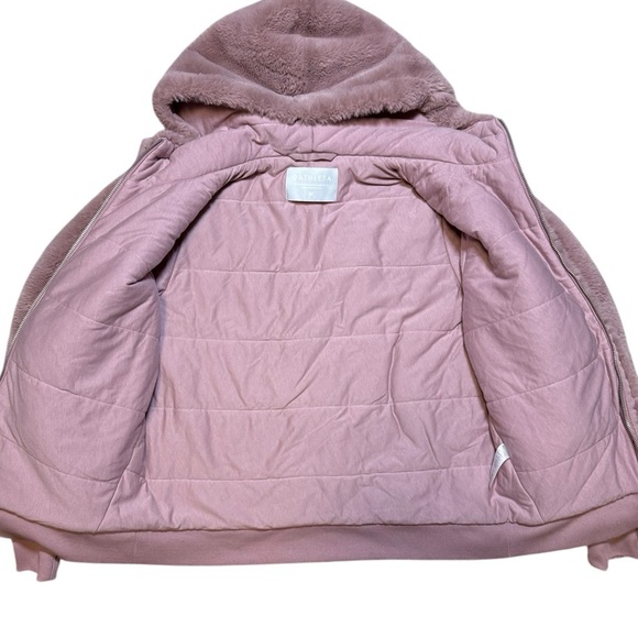 Athleta Ritual Jacket Women’s M Mauve Hooded Faux Fur Full Zip Winter Coat - Picture 4 of 11
